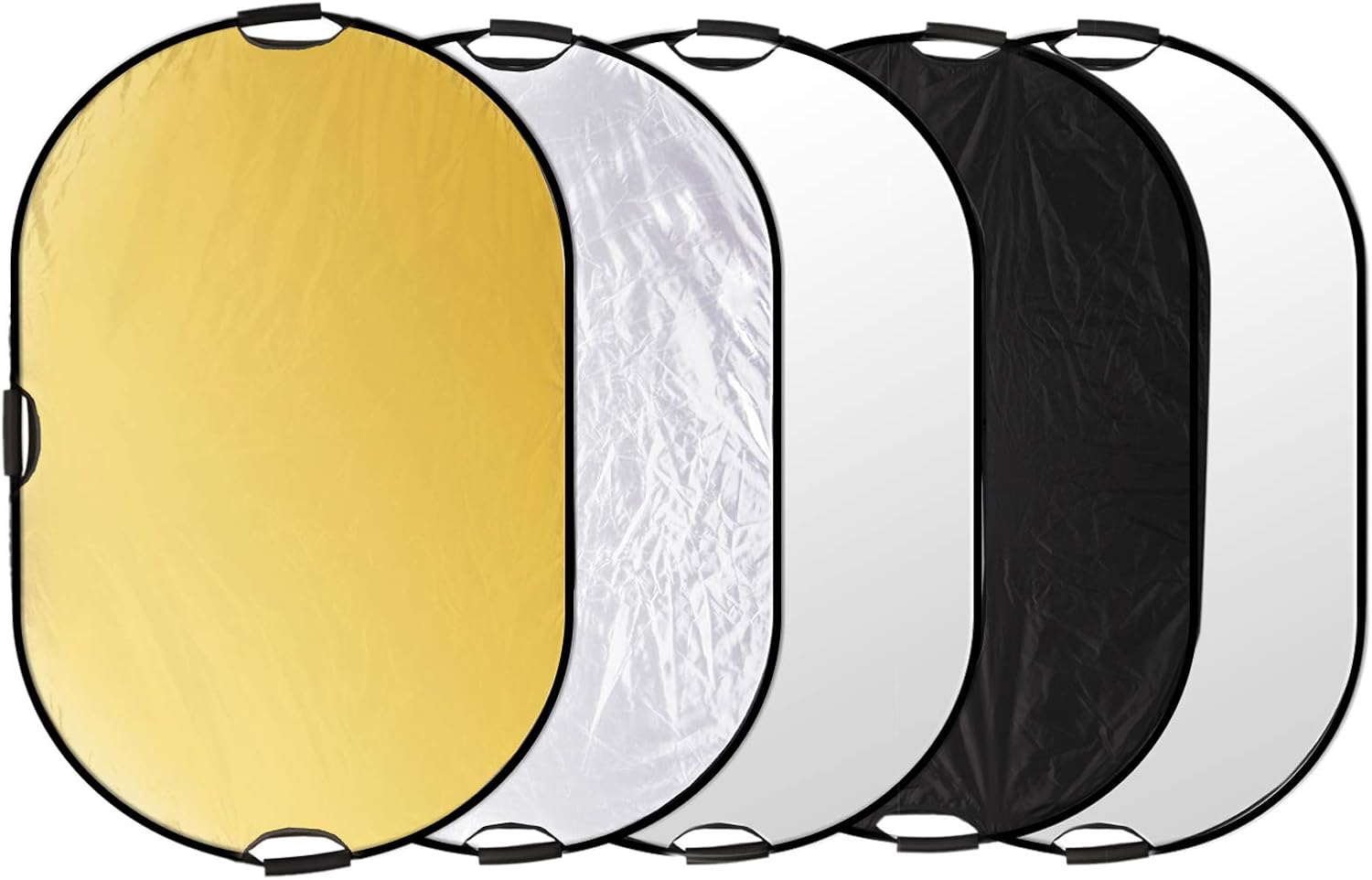 Selens 5 in 1 100x150cm Light Reflector Photography Diffuser Collapsible Portable with Handle Lighting Gold/Silver/White/Black/Translucent for Photo Studio Portrait Product Indoor Outdoor Shooting