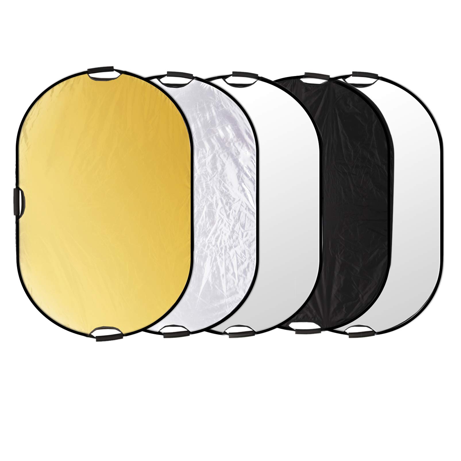 Selens 5 in 1 150x200cm Light Reflector Photography Diffuser Collapsible Portable with Handle Lighting Gold/Silver/White/Black/Translucent for Photo Studio Portrait Product Indoor Outdoor Shooting
