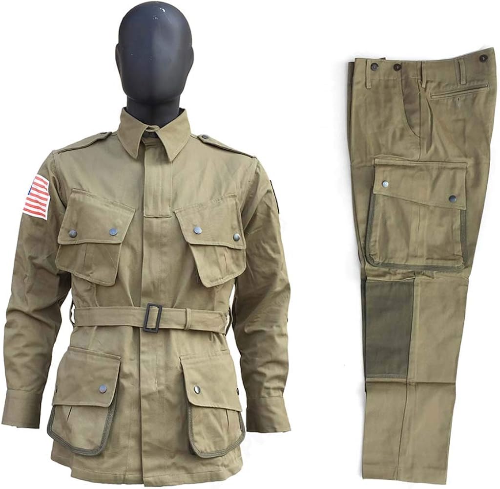 JXS U.S. M42 Paratrooper Uniform,WW2 US Military Uniform 100 Cotton