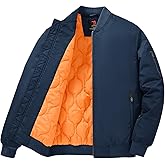 Gopune Men's Bomber Jacket Casual Fall Winter Warm Jacket Full Zip Padded Coats Outwear