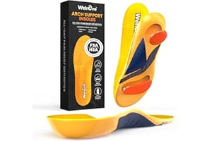 Plantar Fasciitis Arch Support Insoles - Welnove High Arch Support Inserts for Standing All Day - Planter Facetious Relief Support Inserts - Heel Spur Relief Shoe Insoles - M:W 8-9 / M 5.5-7