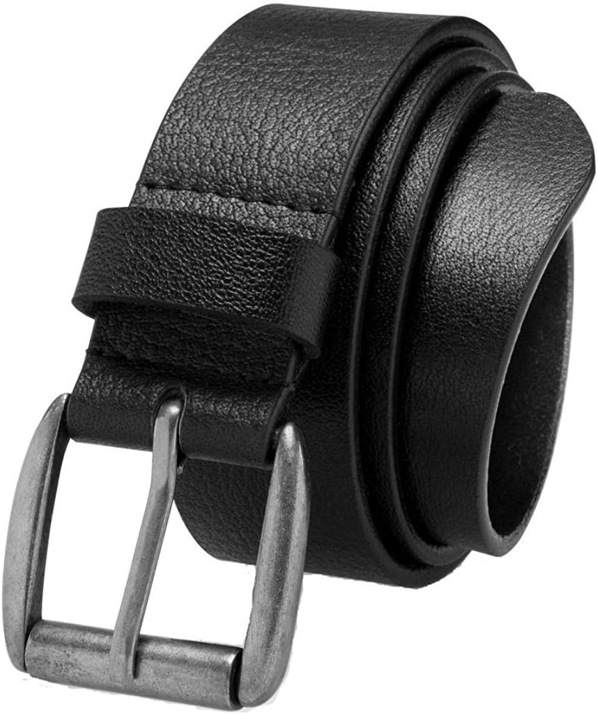 Men's Casual Belt Super Soft Full Grain Leather Roller Buckle 38MM 1.5 inch Black Brown Tan