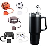 Sports Series Straw Cover For Stanley Cup,Silicone Material, 10mm 0.4in Perfectly Compatible With Sppy Cup With Handle Straws, Dust-Proof Reusable Straw Tip Covers (5 Pcs)