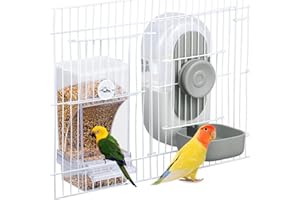 Automatic Bird Feeder Water Dispenser Set, Transparent Bird Feeder Acrylic Food Container Drinker Cage Feeder for Parakeet Ca