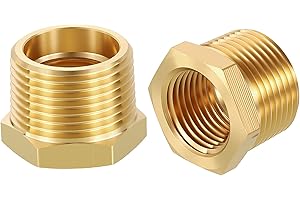 CoCud 2 Pack Brass Pipe Fittings, 3/4" NPT Male to 1/2" NPT Female Reducer