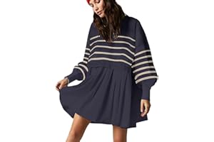 ETCYY NEW Womens Oversized Sweater Dress Spring Fall Trendy Long Sleeve Crewneck Pullover Tops Relaxed Fit Sweatshirts Mini Dresses