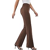 DLOODA Womens Dress Pants Stretchy Work Pants Business Casual Office Trousers Pull On Flare Slacks with 4 Pockets