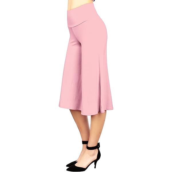 WB876 Womens Knit Culottes Pants S PINK at Amazon Women's
