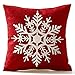SODIAL(R) Beautiful Snowflake In Red Merry Christmas Gifts flax Throw Pillow Case Cushion Cover Home Office Living Room Sofa Car Decorative Square 18 X 18 inch:Beige + red