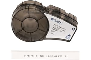 Brady Authentic (M21-375-7425) Chemical and Temp Resistant Label for Lab, Asset Tracking, and Datacom Labeling, BlackonWhite- For M210, M210-LAB, M211, BMP21-PLUS and BMP21-LAB Printers, .375" W 21' L