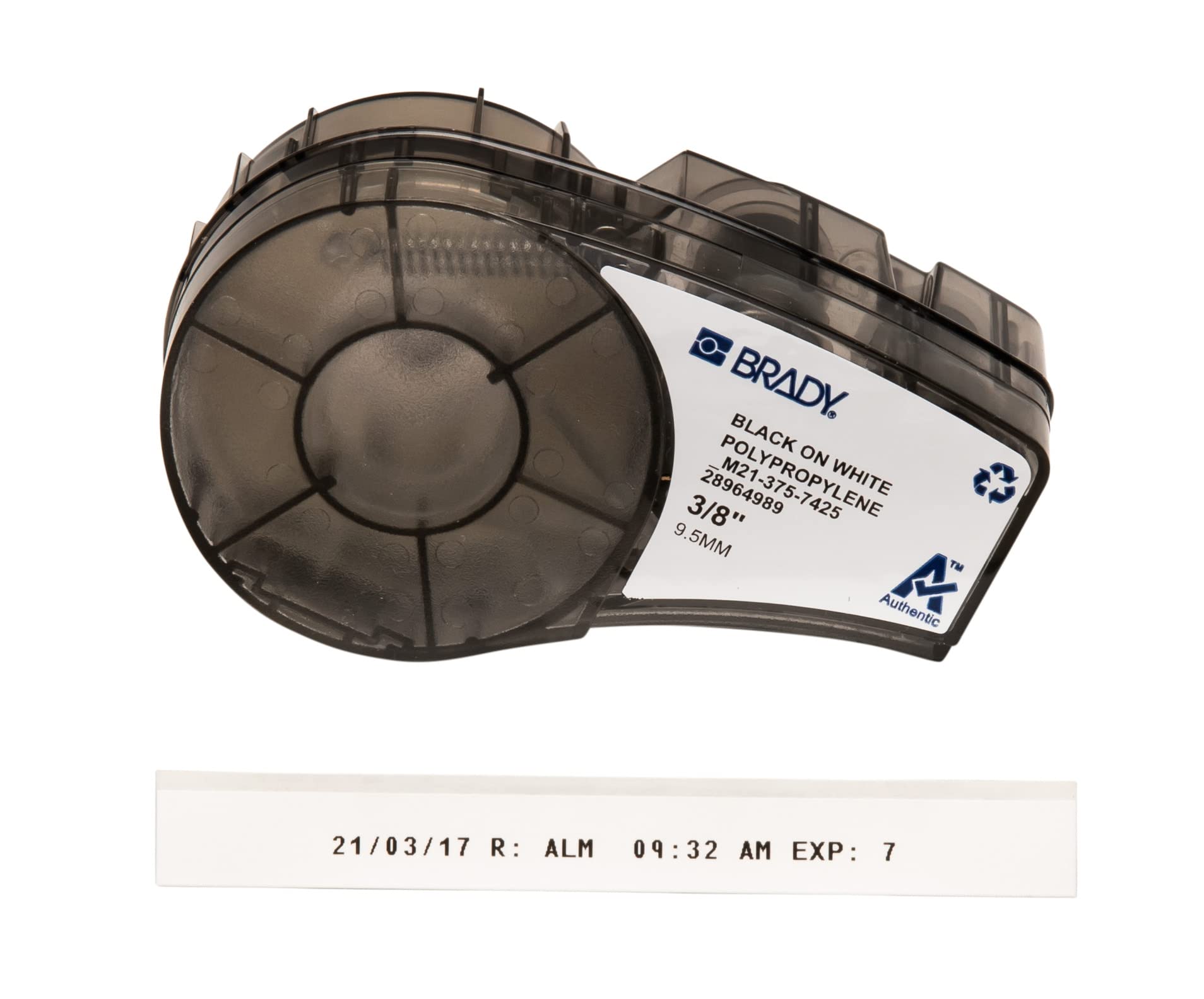 Brady Polypropylene Label Tape for Label Printers M210 & M211 – Chemical & Cryogenic Resistant Laboratory Labels – Black on White, Matte (9.53 mm x 6.4 m) – M21-375-7425