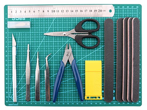 image for 14PCs Model Basic Tools Kit, Yeeco Ruler, Scissor, Pen Knife, Tweezer,