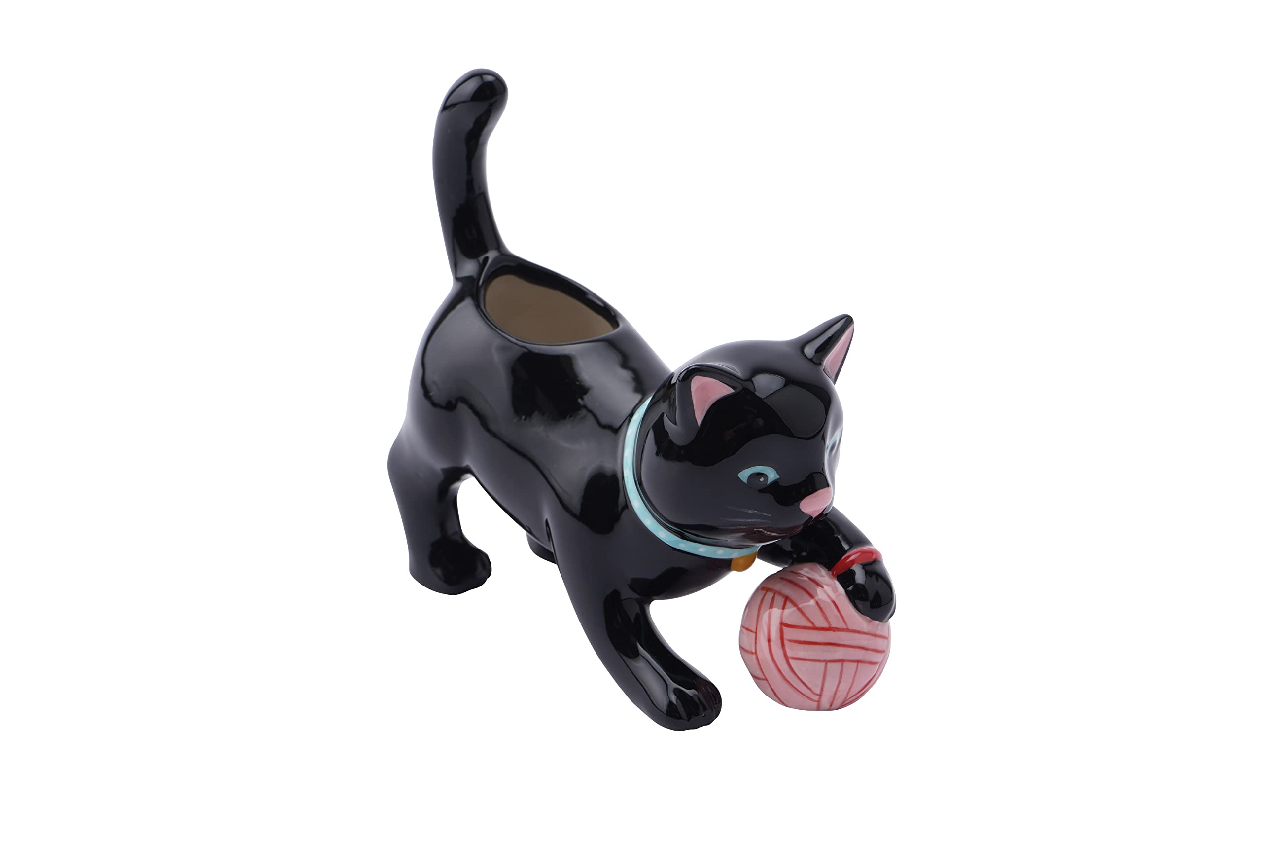 CGB Giftware | Playful Cat Mini Indoor Air Planter | Black | Cat Kitten | Hand Painted | Gift Box | Home Accessory | Floral Prints | GB06165