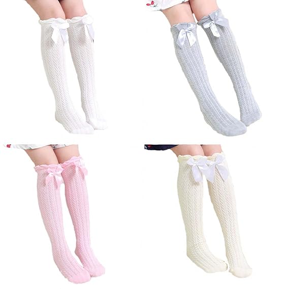 baby girl knee high bow socks