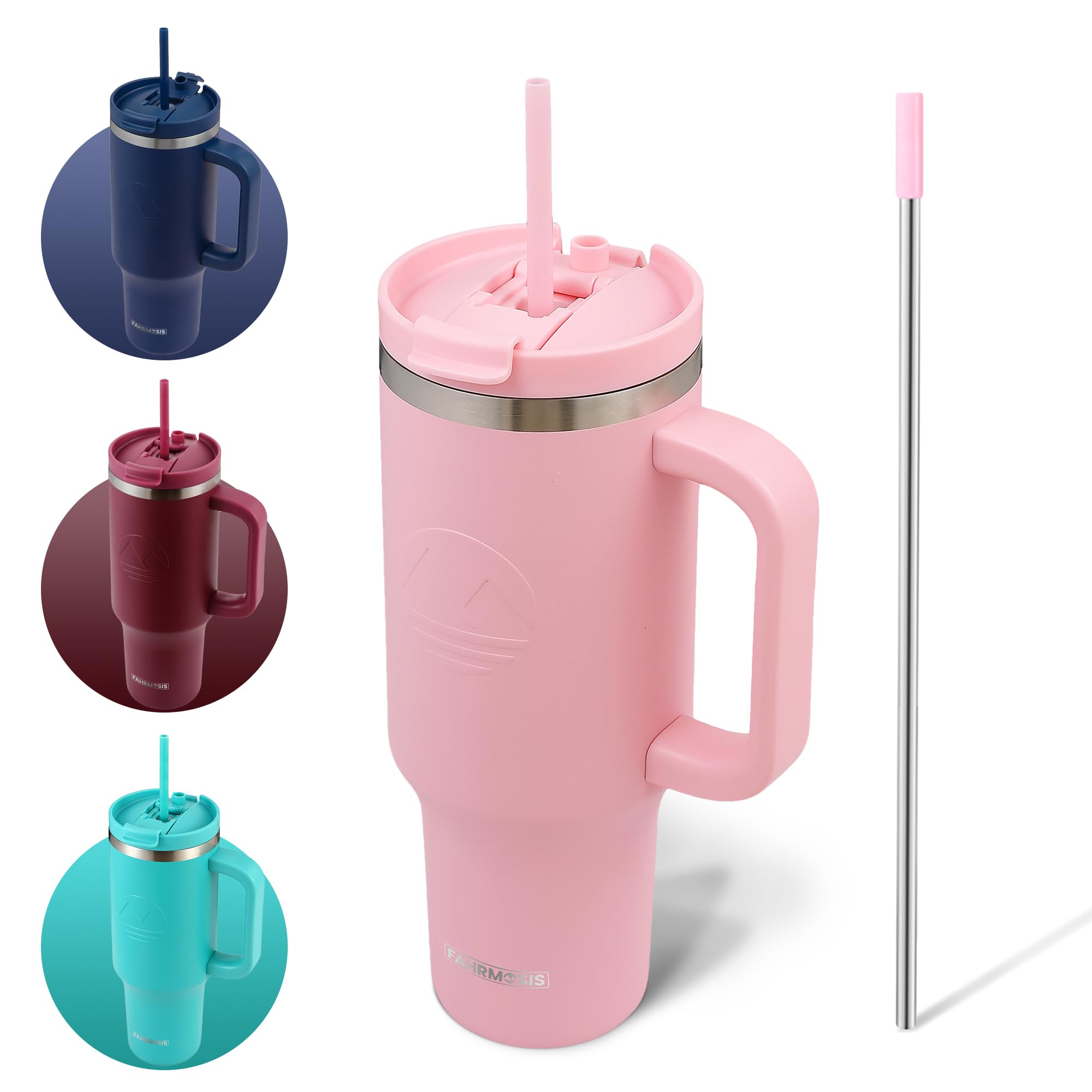 FAHRMOSIS 40 Oz Tumbler with Handle and Straw