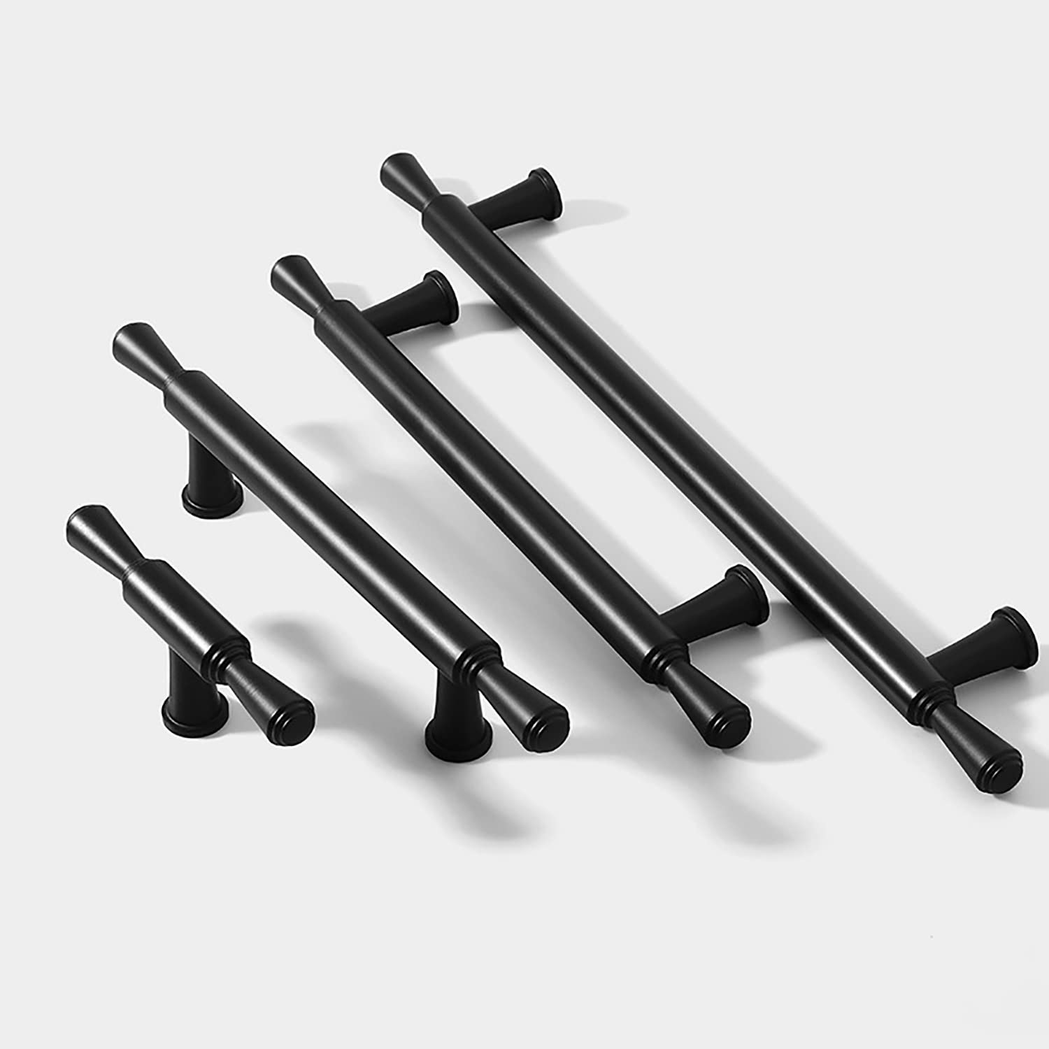 Guolich 2 Pack Hole Centers 3.77”(96mm) Kitchen Bedroom Balcony Handles, Zinc Alloy Square Matte Black Color Cabinet Drawer Handles Modern Hardware
