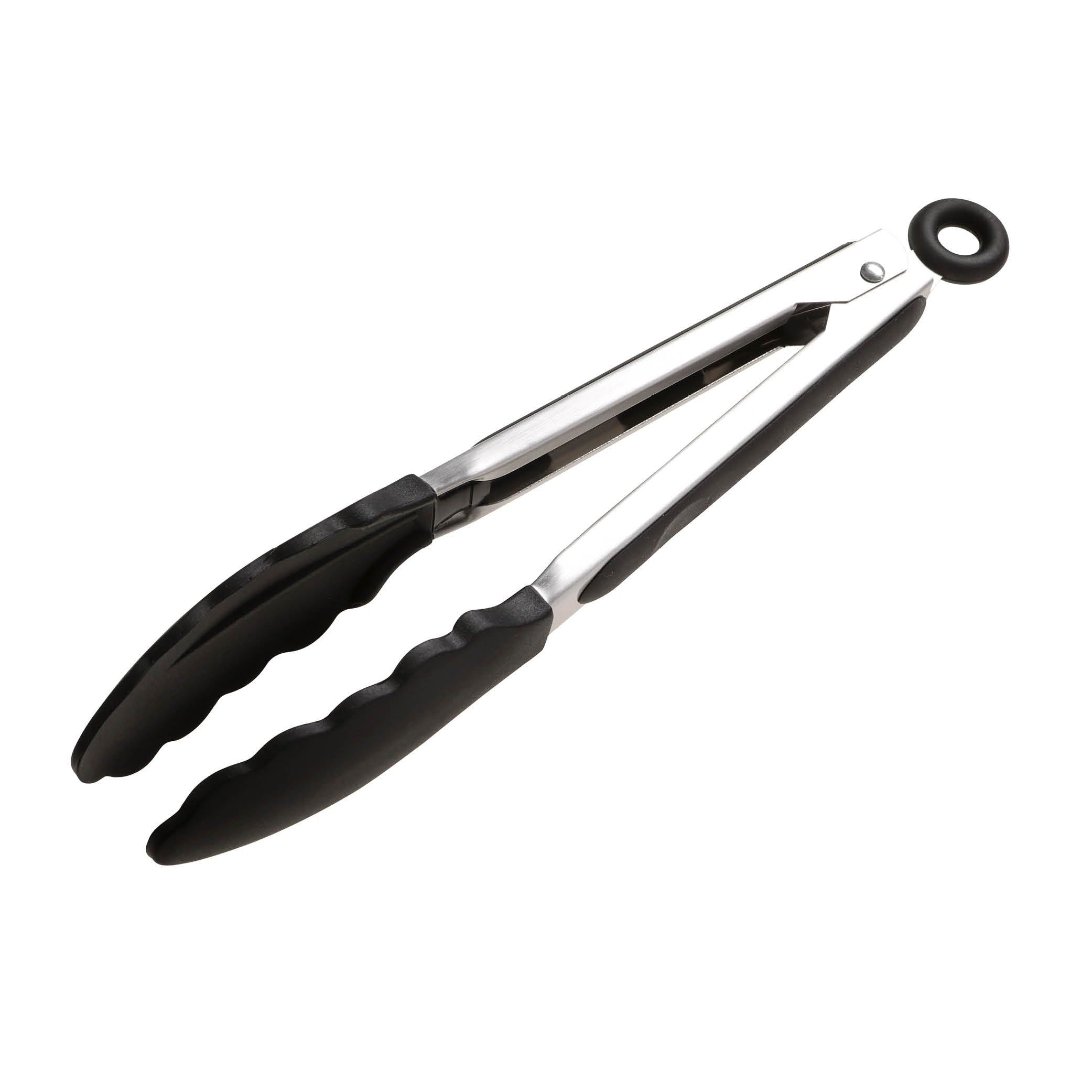 Wiltshire Silicone Kitchen Tongs 23cm, Cooking & Serving Tongs, Salad & BBQ Tongs, Stainless Steel, Heat-Resistant Utensil, Non-Stick, Non-Scratch Tip, Midnight Black, 27x3.5x3.7cm