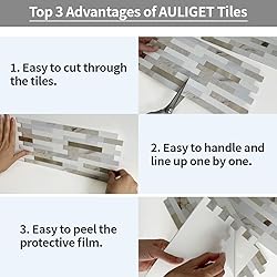 AULIGET 2 Sheets Faux Stone Peel and Stick