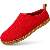 HAUSSIMPLE Wool Indoor Slippers - Natural Organic Wool, Genuine Leather Sole, Handmade in Nepal - Cozy, Warm, Soft, Unisex Non-Slip House Shoes for Men & Women - Perfect for Winter Comfort