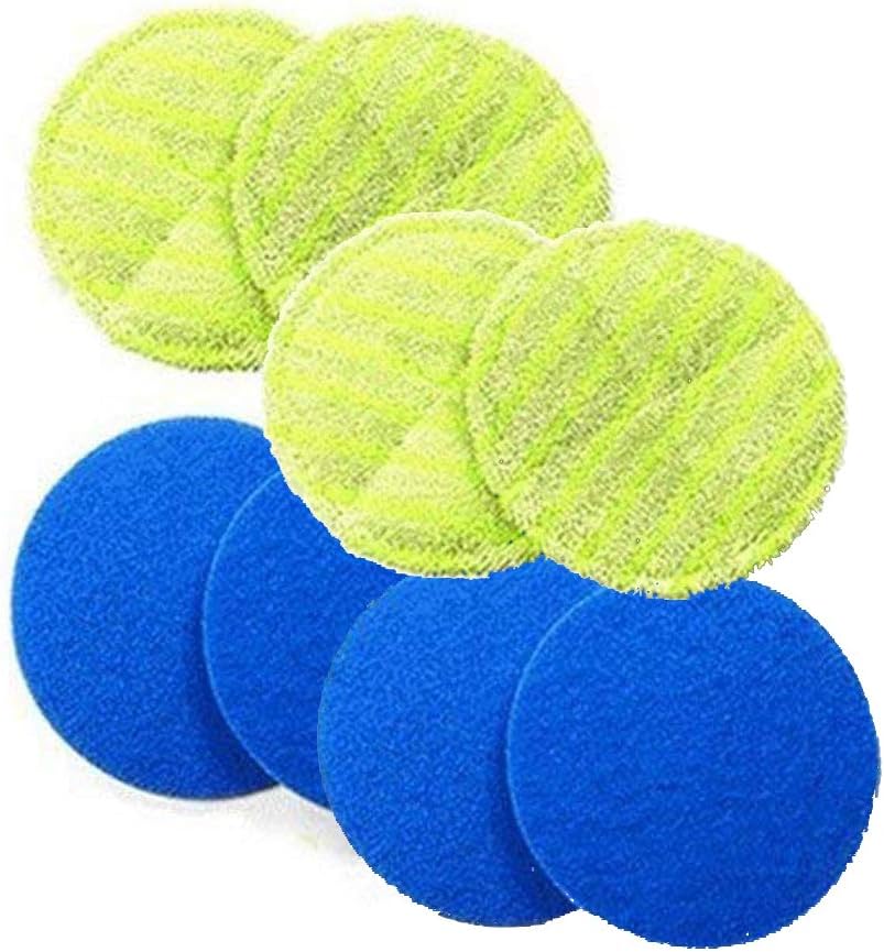 2PCS Wireless Electric Rotary Mop Replacement Scrubber Pads, Include 4Microfiber Pads and 4Polisher Pads for Indoor Use