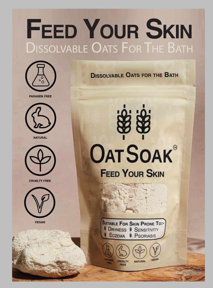 OatSoak Colloidal Oatmeal Bath Additive. Dissolvable Oatmeal. Suitable for Skin Prone to Eczema, Psoriasis, Sunburn, and Chicken Pox. 100% Scottish Oatmeal Bath Powder. Skin Care