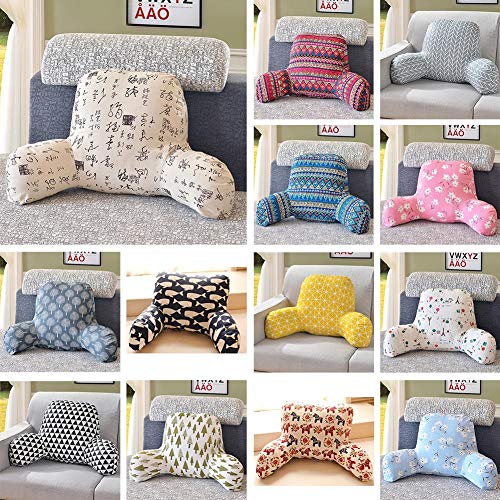 Ya-tube Comfortable Reading Backrest Pillow,Sitting Support Bed Pillow with Arms for Comfort While Reading & Relaxing Removable Microplush Washable for Adults, Teens and Kids