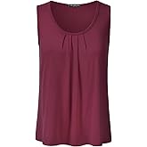 EIMIN Women's Pleated Scoop Neck Sleeveless Stretch Basic Soft Tank Top (S-3X)