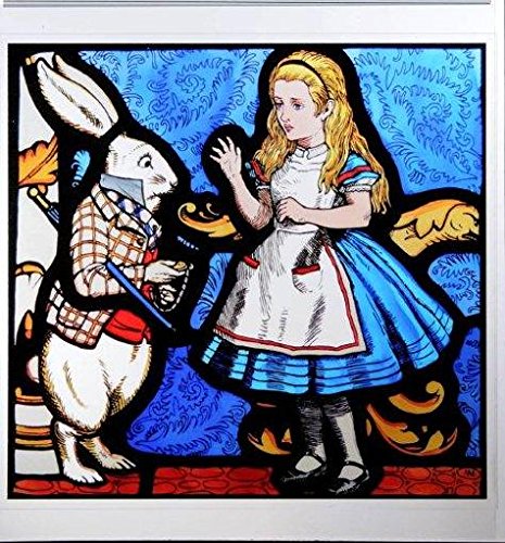 HENSITA Static Window Cling in an Alice and White Rabbit Design.