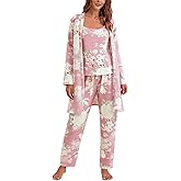 Eternatastic Women's 3 Piece Knit Lounge Set Pajama Long Sleeve Cardigan Sleeveless Top Pants Sweatsuit Pjs Sets