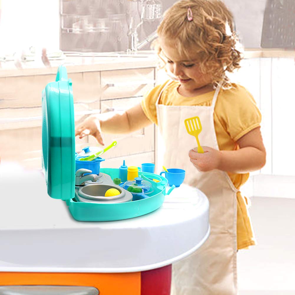 Nuheby Kids Kitchen Toys Cooking Set 34pcs Kitchen Accessories Role Play Toys Educational Toys for Boys Girls Gift Kids for 3 4 5 Year Old with Mini Carry Case 