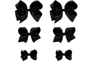 CLIPBAND Black Bows for Girls,6PCS Hand-made Grosgrain Ribbon Hair Bows Alligator Clips Hair Accessories for Little Teen Toddler Girls Kids (Black)