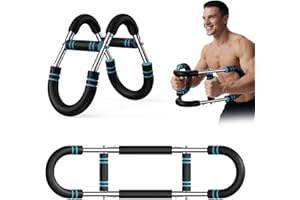 HTM Twister Arm Trainer - Adjustable Resistance 60-100lb for Chest & Arm Workout, Portable Upper Body Strength Training Bar for Home & Gym, Detachable Power Twister Exercise Equipment