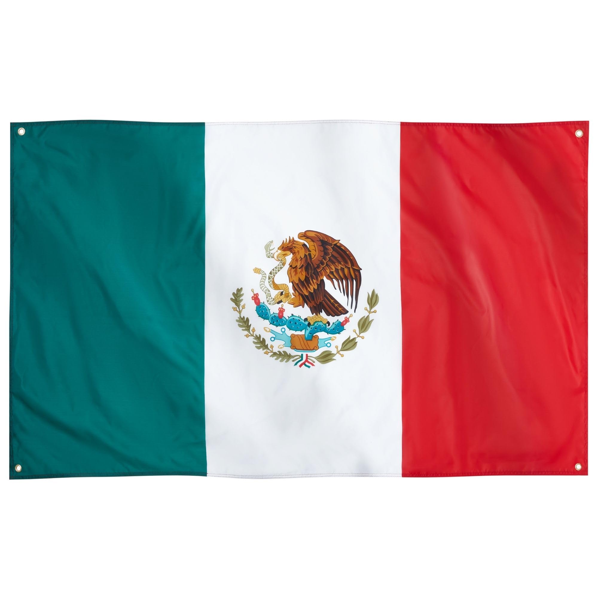 Runesol Mexico Flag, 91x152cm, 3ft x 5ft, 4 Grommets, Eyelet In Every Corner, Mexican Flag, El Tricolor, United Mexiican States, Bandera de México, Cinco de Mayo, Premium Flags, Inside, Outside — image 1