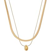 Non Tarnish Layered Necklaces for Women | Waterproof 18k Real Gold Plated Drop Pendant Necklace | Gold Chain | Fashion Jewelry for Women | PVD coated | Jewelry for Women | Herringbone Necklace | Gold Necklace for Women