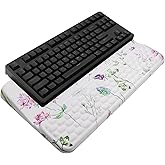 Computer Keyboard Stand with Wrist Rest, Ergonomic Tilted Keyboard Holder - Keyboard Riser with Wrist Pad - Keyboard Tray Support for Office Home - Scattered Flowers