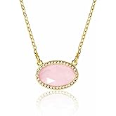 LETKLYB 14K Gold Plated Pendant Necklace for Women Oval Cut Gemstone Crystal Pendant Necklaces Birthday Gifts for Women Mom Wife Friends