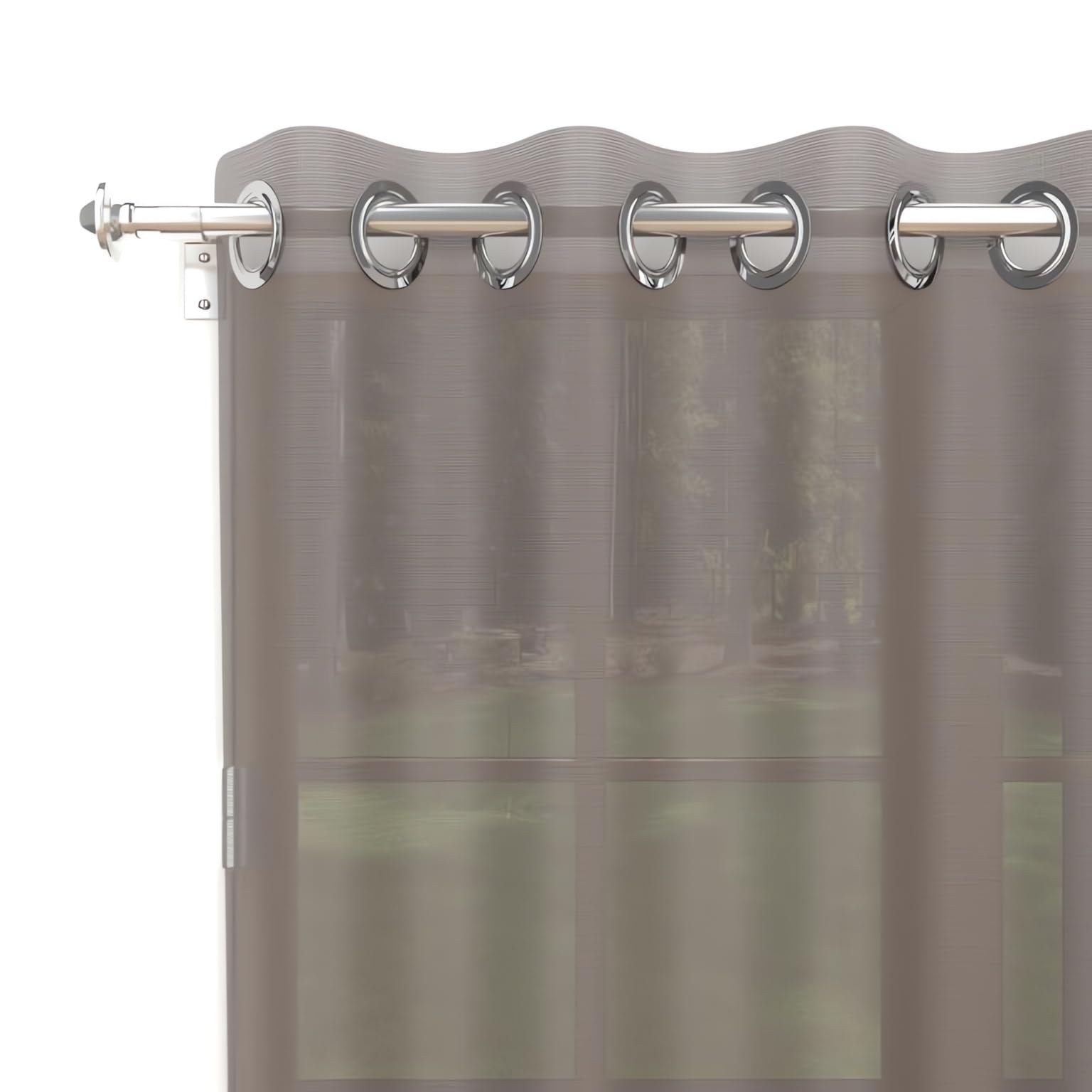 Soleil d 'Ocre Net Curtain with Eyelets Polyester 240 x 140 cm, polyester, mocha, 240x140 cm