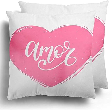 Federa Per Cuscino Rosa Pennello Amor Traduzione Spagnola Di Frase D Amore Scritte A Mano A Forma Di Cuore Cuscino Calligrafico In Poliestere 45x45 Cm Amazon It Casa E Cucina