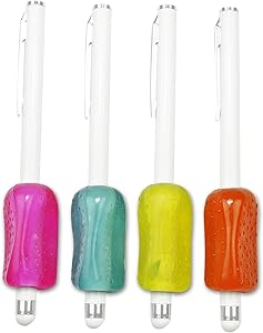 Ergonomic Textured Grips for Stylus Pens, Pack of 4 Bumpy Grips Neon Colors (TPG-12004) (stylus pen not included)