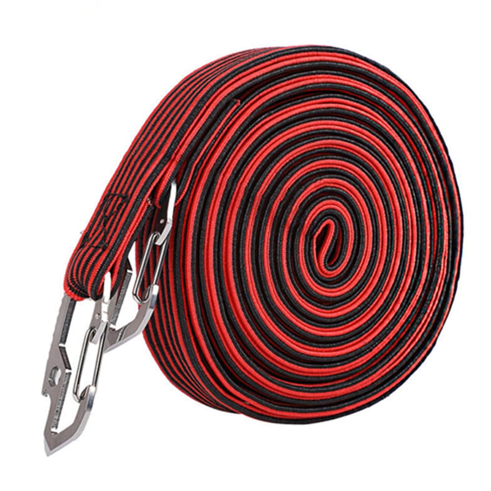 Long Bungee Cords with Hooks,Bungee cords with hooks,Highly Stretchy Clips Bike Motorbike Luggage Cord Rope, Carbon Steel Safety Hooks Great for Hand Carts, Cargo, Camping (4 Meter Red)