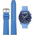 Bands for Moonswatch Watch Rubber for Omega x Swatch MoonSwatch 20mm Rolex Seiko Watch Silicone Men with Stainless Steel Replacement Bracelet Original Bracelet Omega x Swatch MoonSwatch Speedmaster