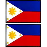 Philippines Flag Patch Philippines PVC Rubber Hook &amp; Loop Fastener Patch for Hats, Tactical Bags, Jackets, Clothes Patch Team Military Patch（ 2 Pack）