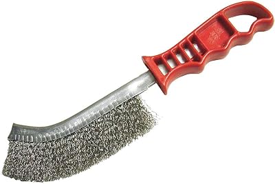 Faithfull Steel Crimped Wire Scratch Brush Red Handle 25cm