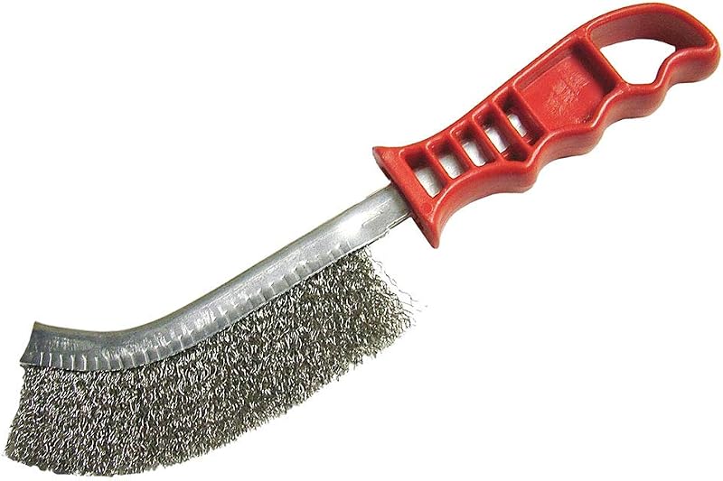 Faithfull Steel Crimped Wire Scratch Brush Red Handle 25cm
