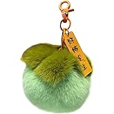Fruit Persimmon Keychain Soft Fluffy Keychains Cute Plush Key Rings Faux Fur Keyring Pompom Keychain Decoration