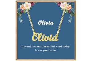 Ldurian Custom Name Necklace, Personalized Name Plate Pendant Necklace Pre Gifts, Charm Pre-made Jewelry for Mom Mama Birthday Anniversary
