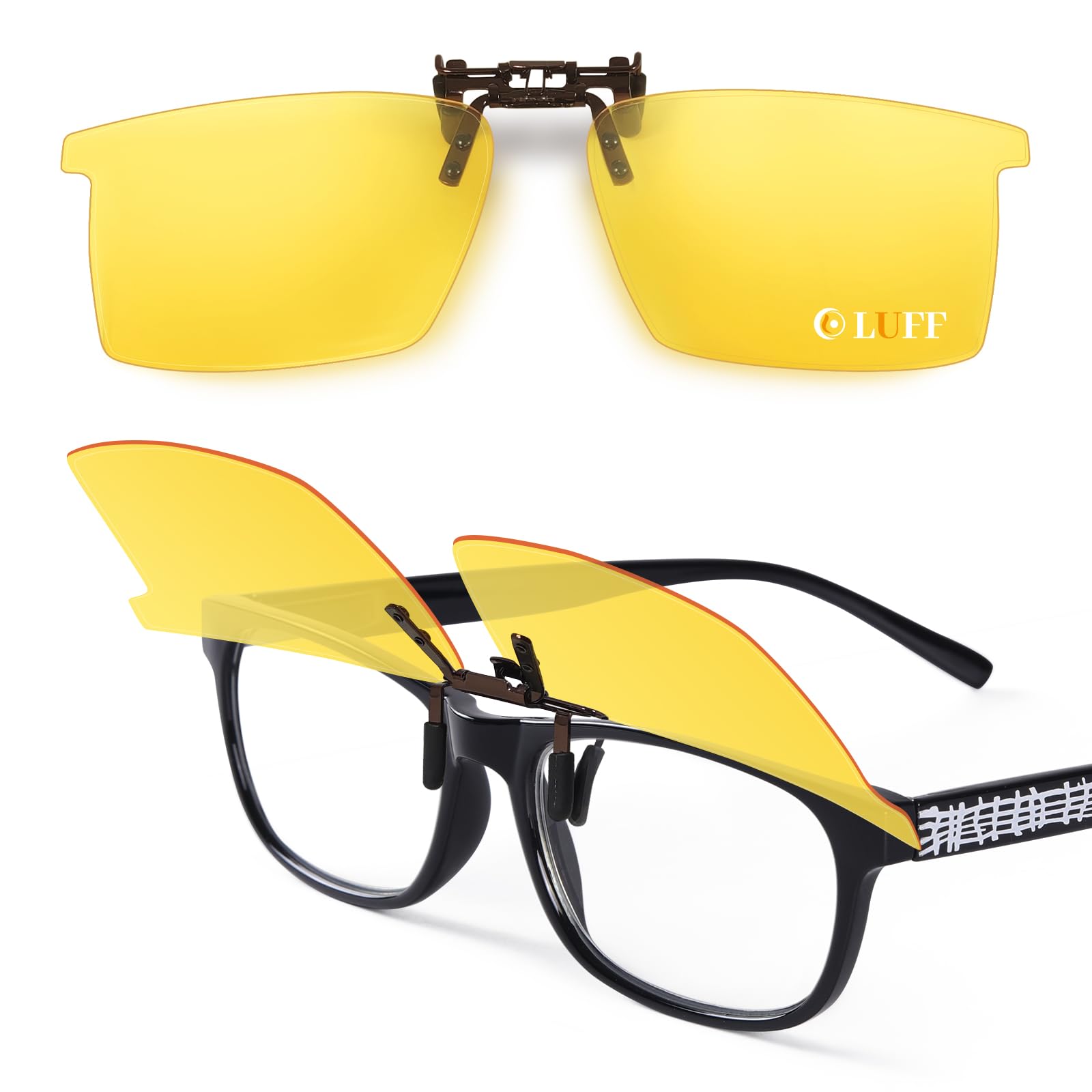 LUFF Polarized Clip On Sunglasses for Men Women, Flip up Sunglasses Clips for Myopia Nearsighted Glasses Anti-Glare UV400 Protection, Great for Driving Fishing Travelling Outdoor Sport