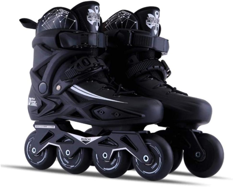 Inline Roller Skates, Adult Fitness Rollerblade, Safe And Durable Youth Outdoor Racing Skates, With Adjustable Size, For Kids And Adult,Black-L(39-42)