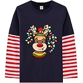 Geoyune Baby Boys Christmas Shirt Toddler Holiday Dino Tree Long Sleeve Xmas Graphic T-Shirt Clothes Outfit 1-7 Years