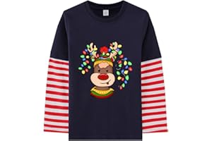 Geoyune Baby Boys Christmas Shirt Toddler Holiday Dino Tree Long Sleeve Xmas Graphic T-Shirt Clothes Outfit 1-7 Years